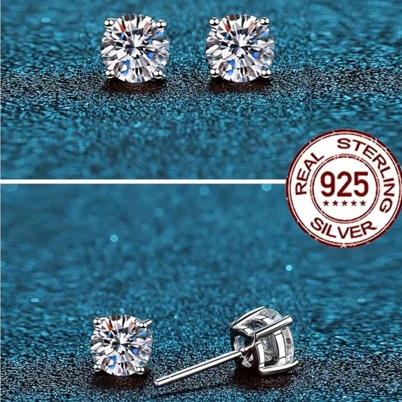 NEW 925 Sterling Silver Hypoallergenic Round Cubic Zirconia 6mm Stud Earrings - Picture 2 of 4